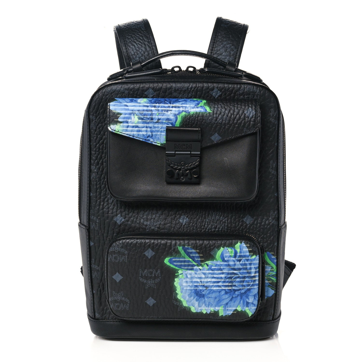 MCM Calfskin Ottomar Tech Flower Backpack Black 1 of 13