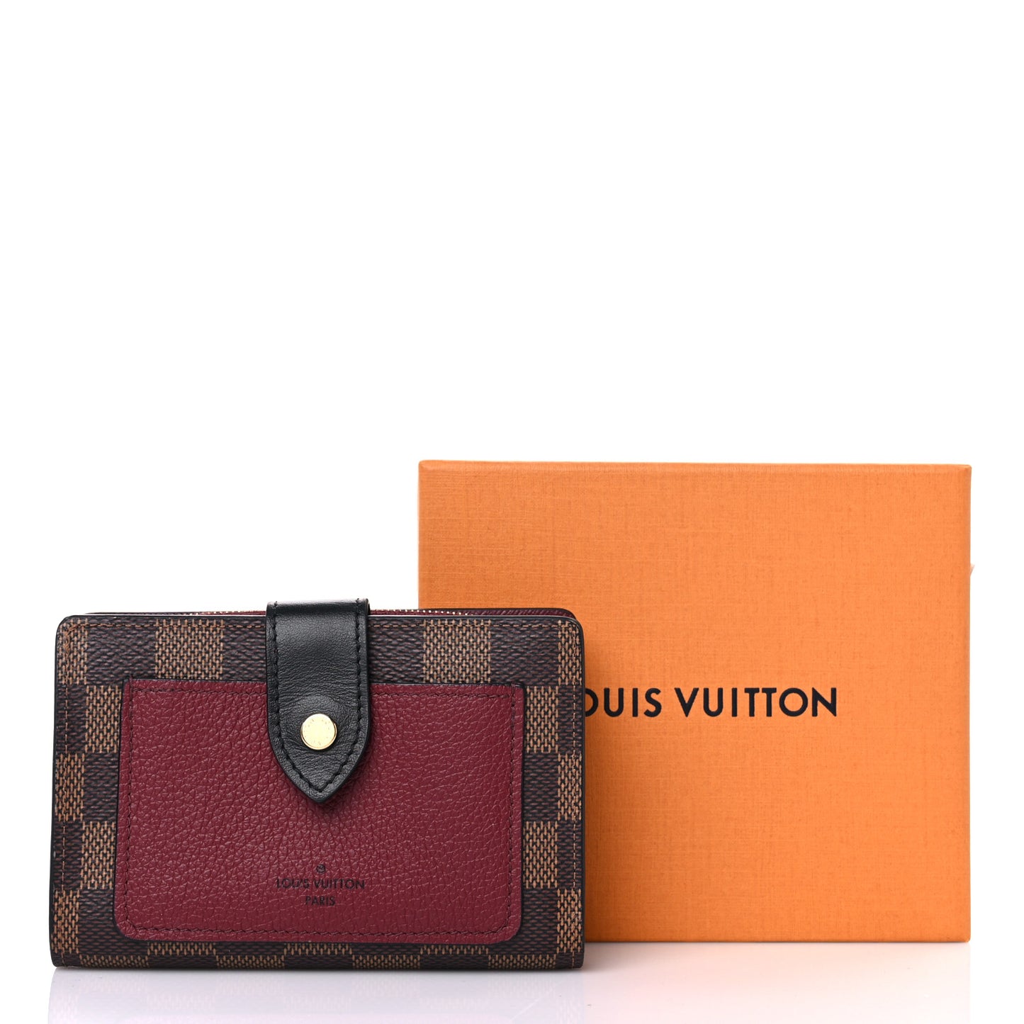 Damier Ebene Juliette Wallet Bordeaux Black
