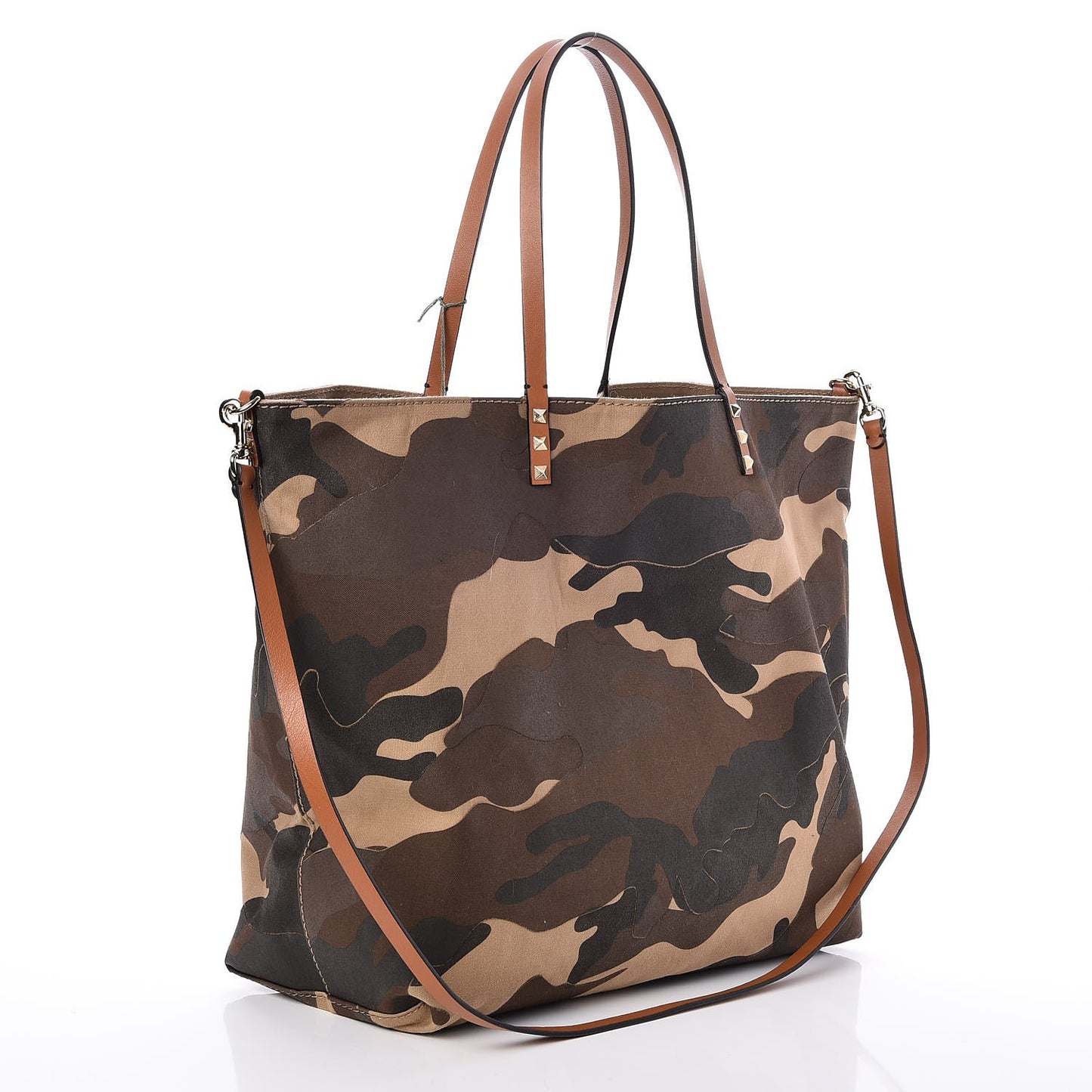 Canvas Camouflage Rockstud Reversible Tote