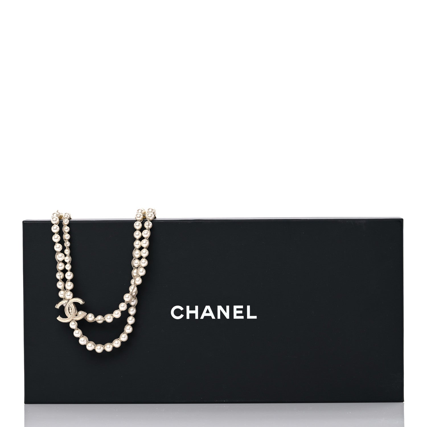 Chanel Crystal Pearl CC Chain Long Necklace Gold 6 of 6