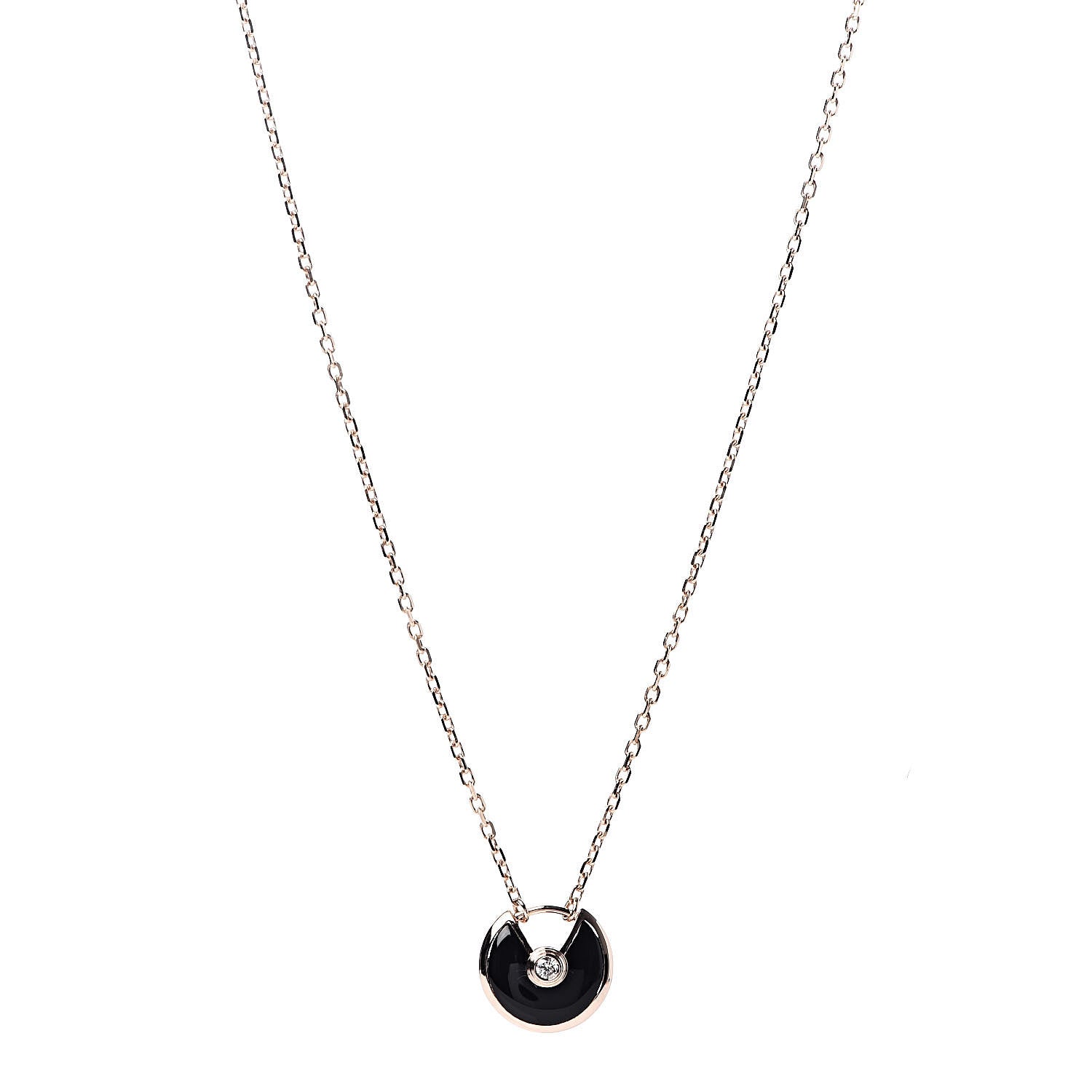 Cartier 18K Pink Gold Diamond Black Onyx XS Amulette de Cartier Pendant Necklace 1 of 8