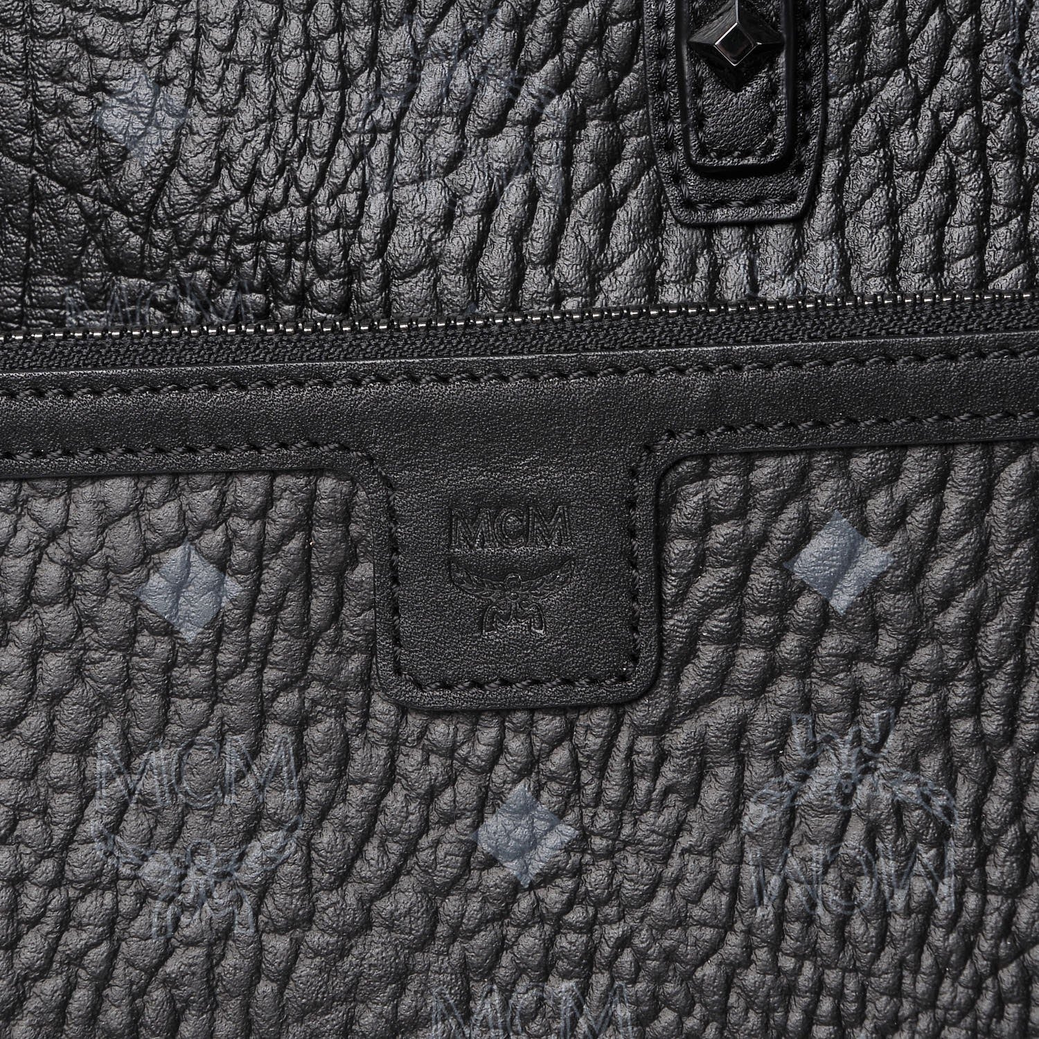 MCM Visetos Medium Anya Zip Top Shopper Tote Black 10 of 11