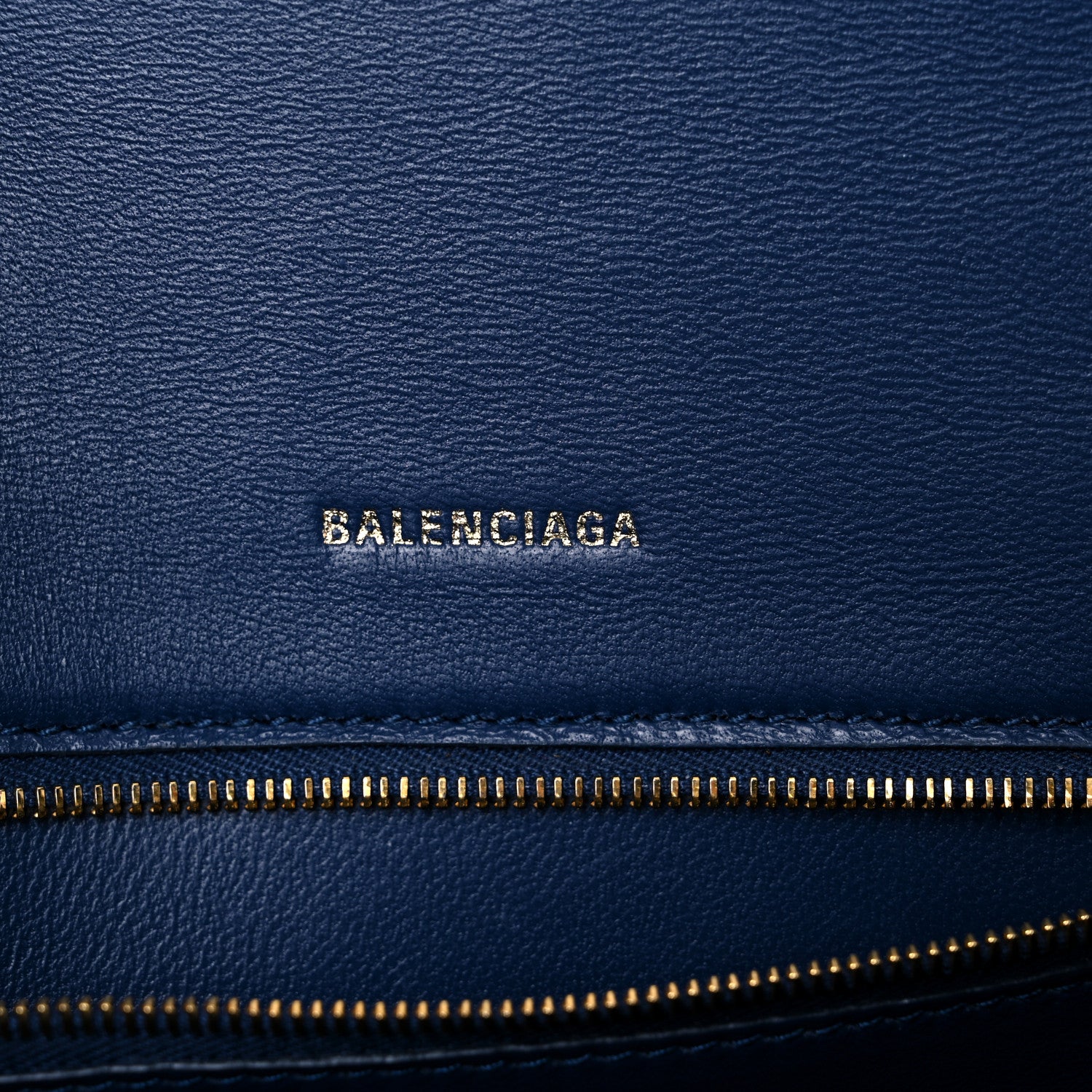 Balenciaga Shiny Calfskin Crocodile Embossed Small Hourglass Top Handle Bag Navy 6 of 14