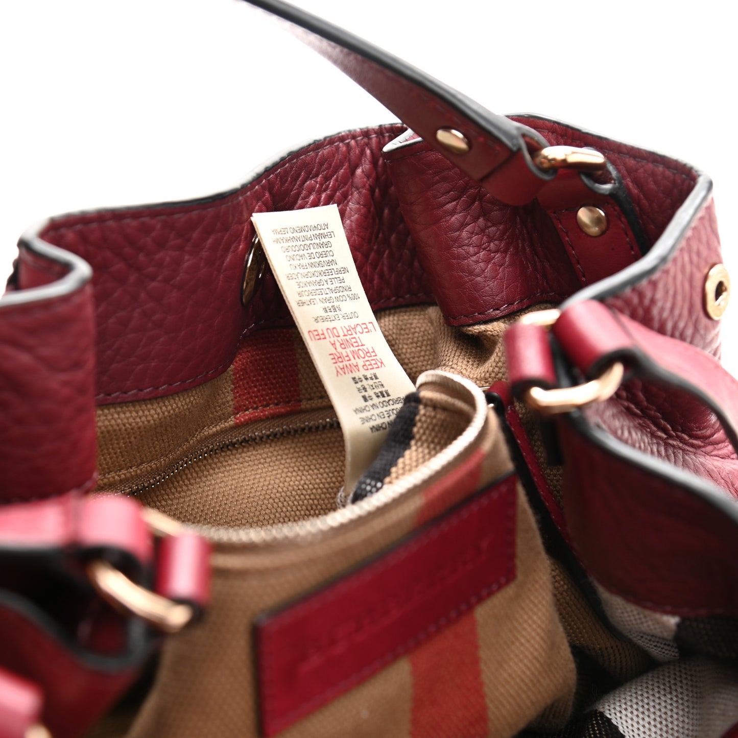 Grainy Calfskin House Check Medium Maidstone Burgundy Red