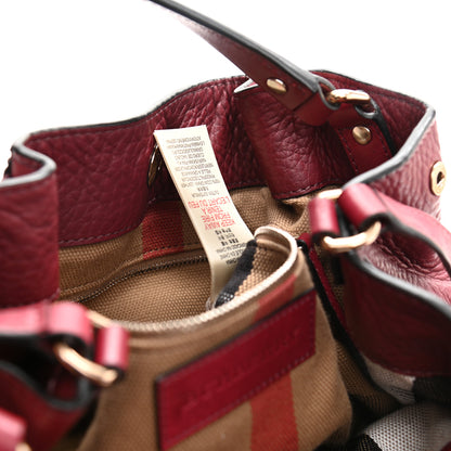 Burberry Grainy Calfskin House Check Medium Maidstone Burgundy Red 7 of 10