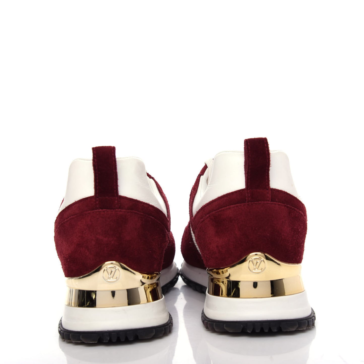 Suede Calfskin Run Away Sneakers 37.5 Burgundy White