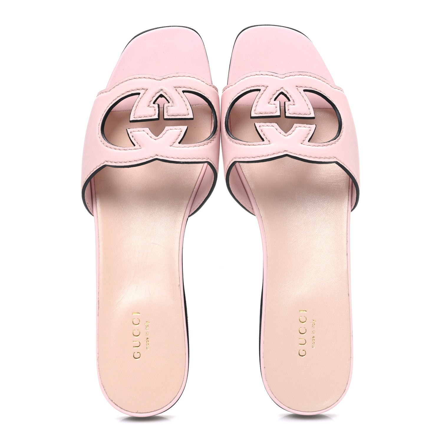 Gucci Cosmos Softy Calfskin Interlocking G Cut Out Slide Sandals 40 Pastel Pink 2 of 9