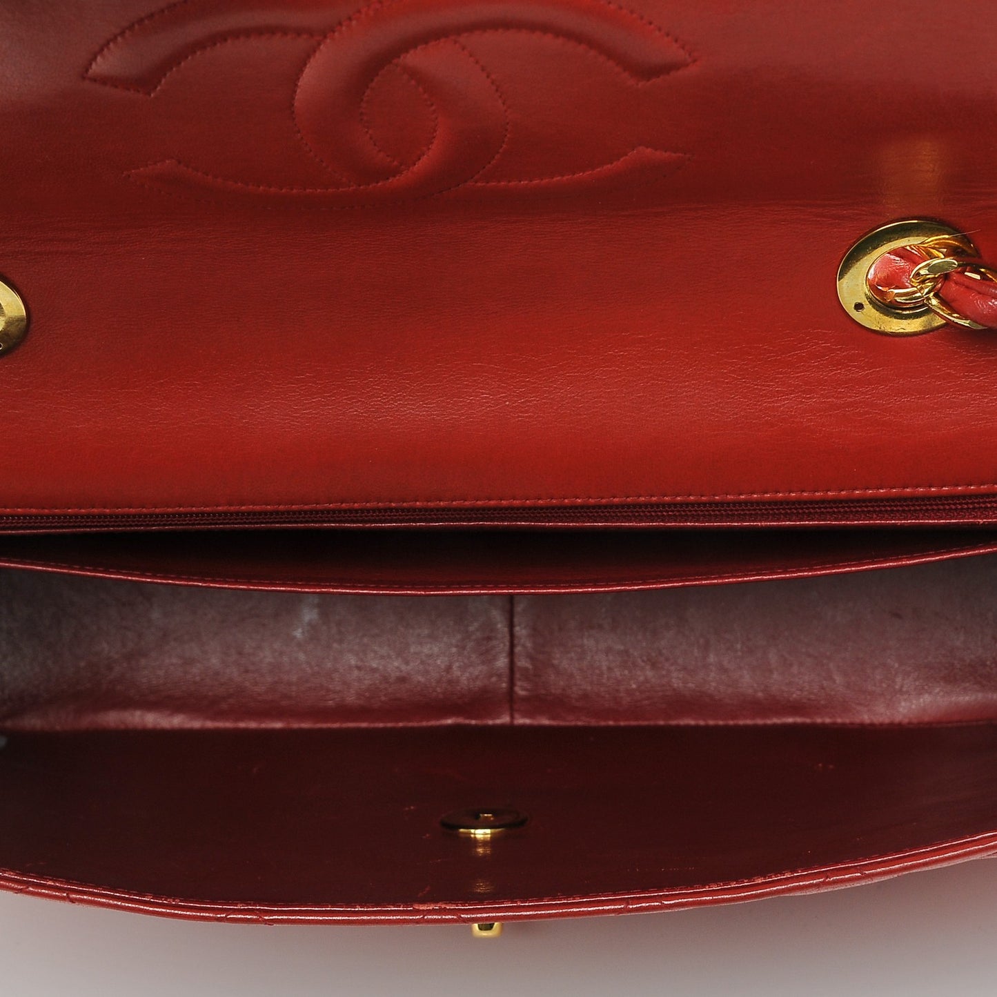 Lambskin Quilted XL Jumbo Flap Red