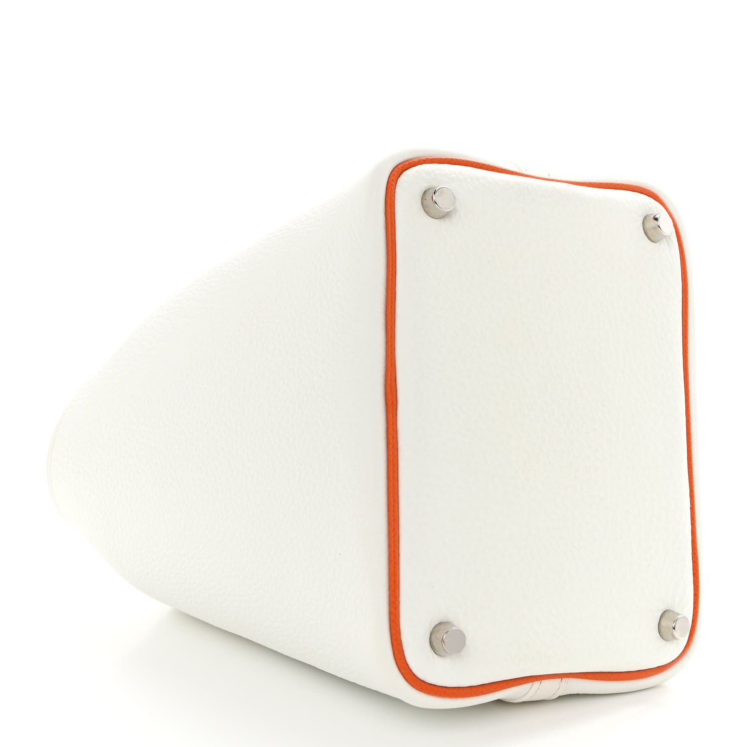 Hermes Taurillon Clemence Epsom Picotin 18 PM White Orange 10 of 11