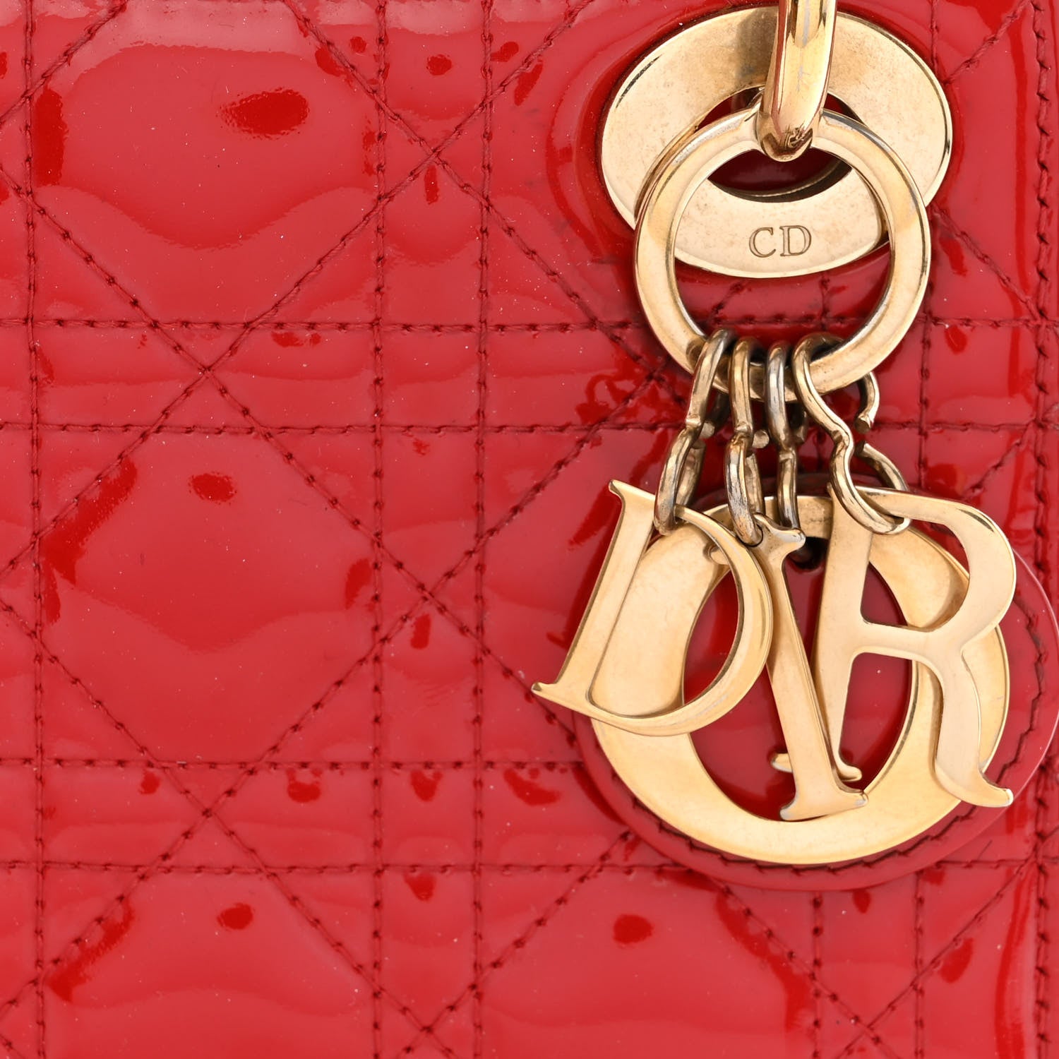 Christian Dior Patent Cannage Mini Lady Dior Red 8 of 15