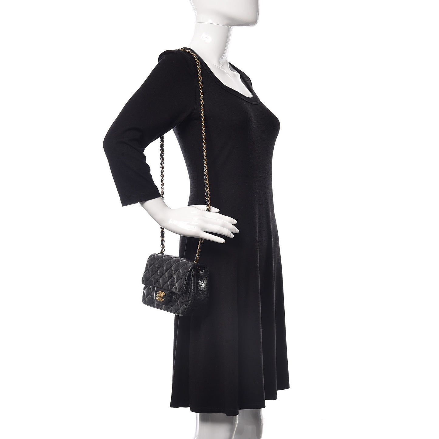 Caviar Quilted Mini Square Flap Black