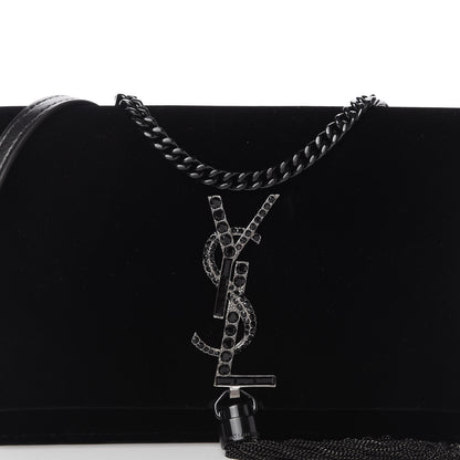 Saint Laurent Velvet Crystal Monogram Kate Tassel Chain Wallet Black 9 of 9