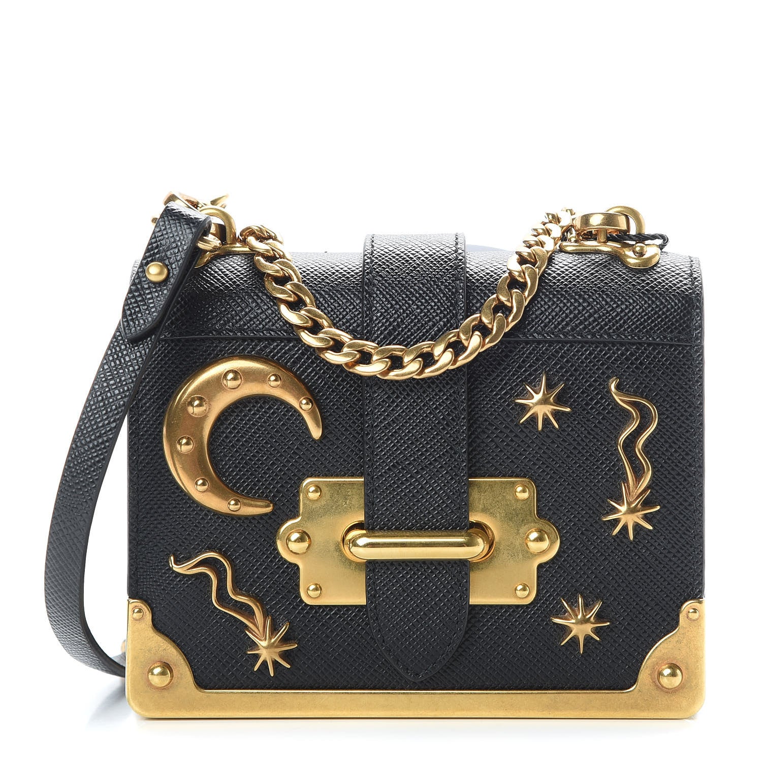 Prada Saffiano Astrology Mini Cahier Bag Black 1 of 10