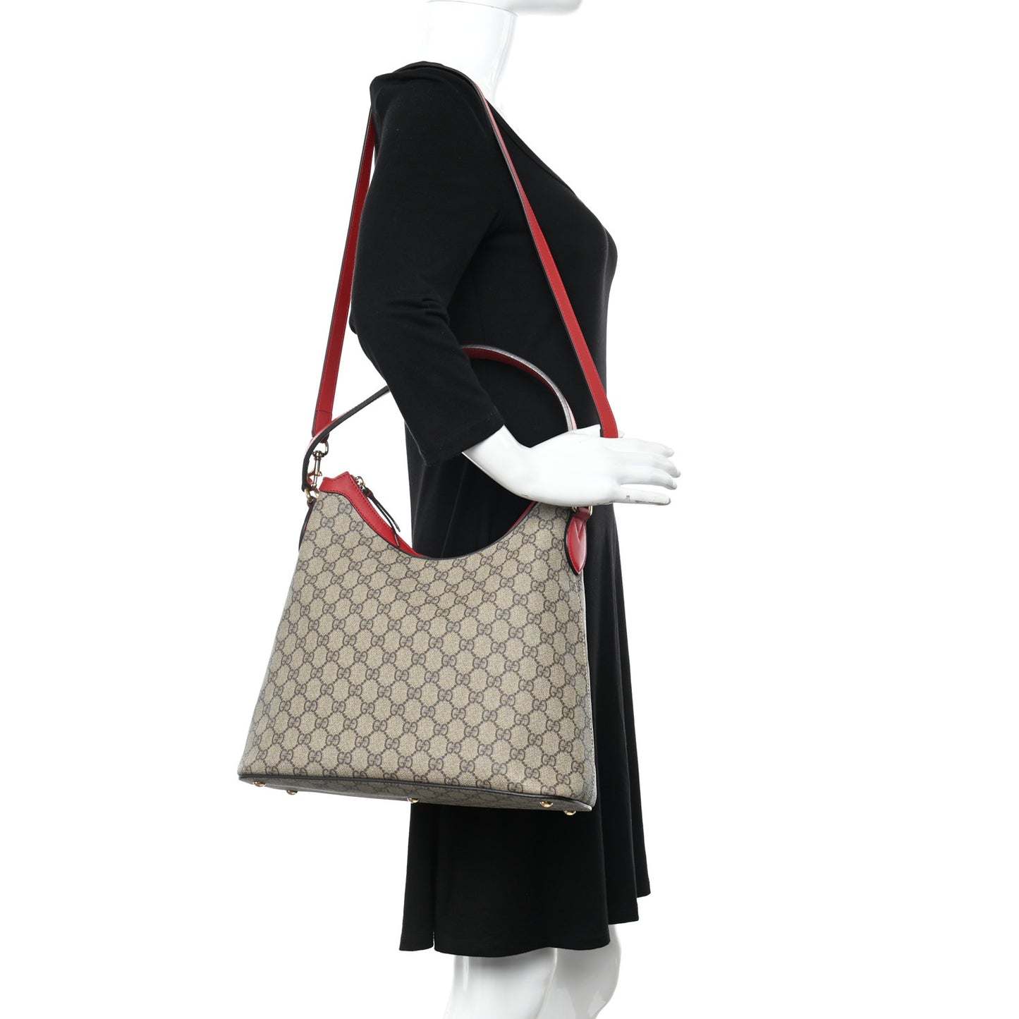 GG Supreme Monogram Linea A Hobo Red
