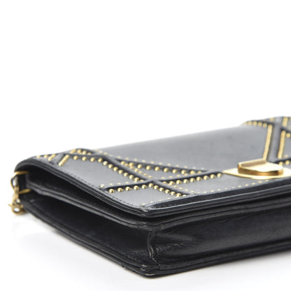 Christian Dior Calfskin Studded Diorama Wallet on Chain Pouch Black 5 of 9