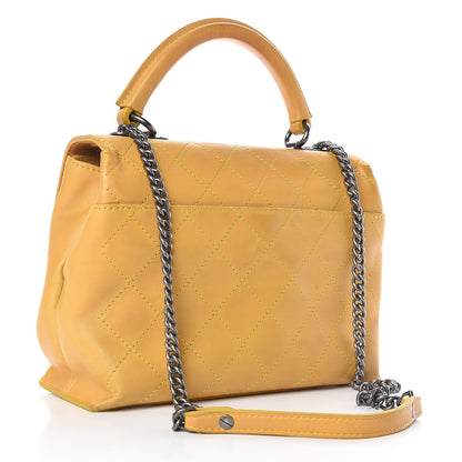 Chanel Calfskin Stitched Urban Luxury Top Handle Bag Yellow 3 of 20