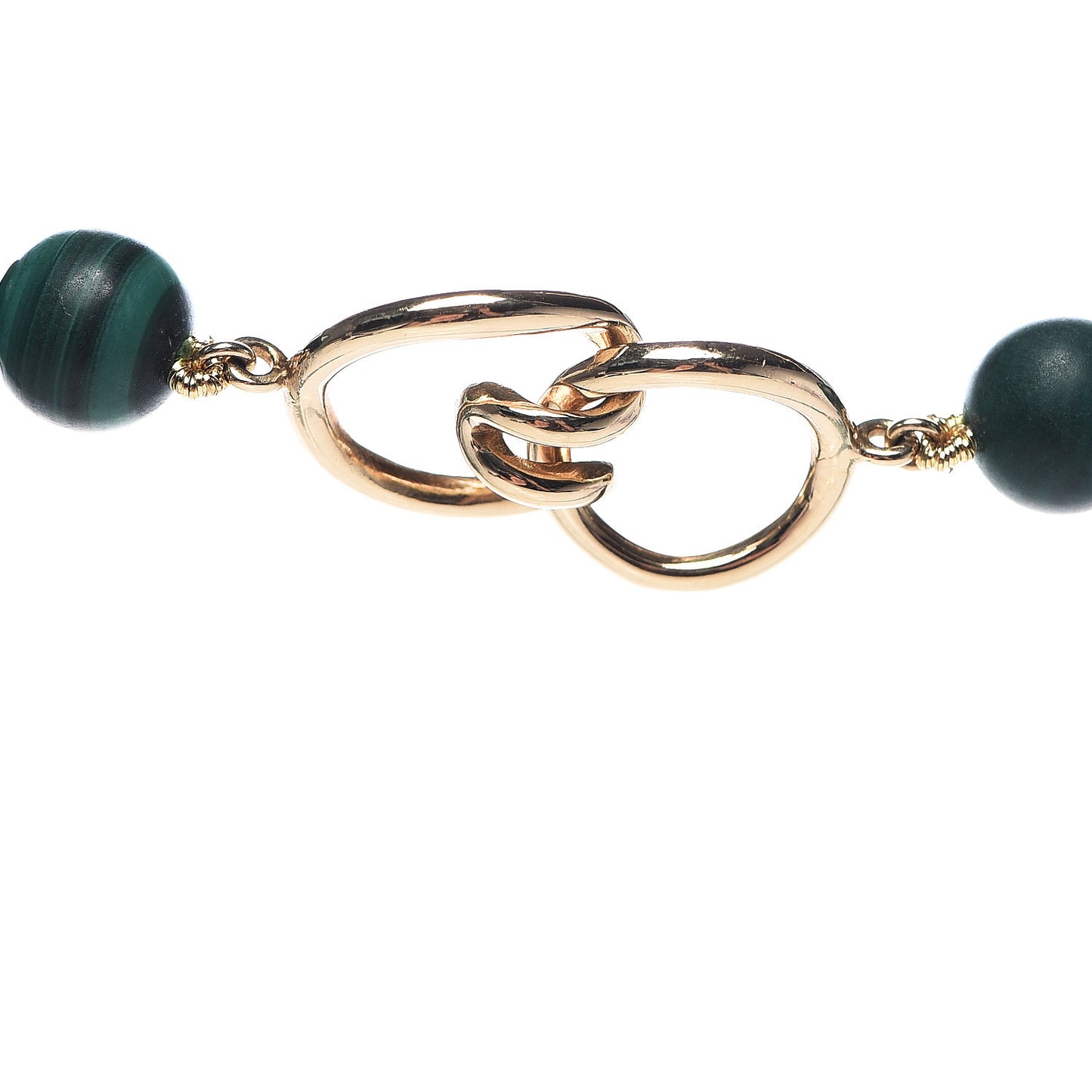 18K Yellow Gold Malachite Bead Necklace