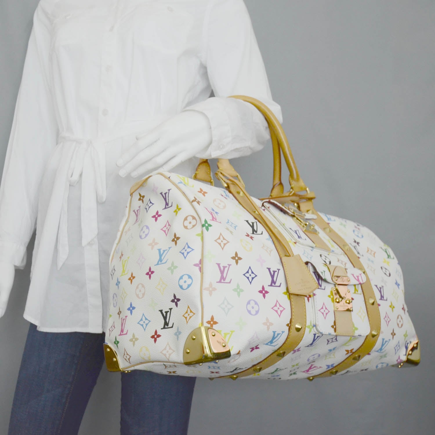 Louis Vuitton Monogram Multicolor Keepall 45 White 2 of 14