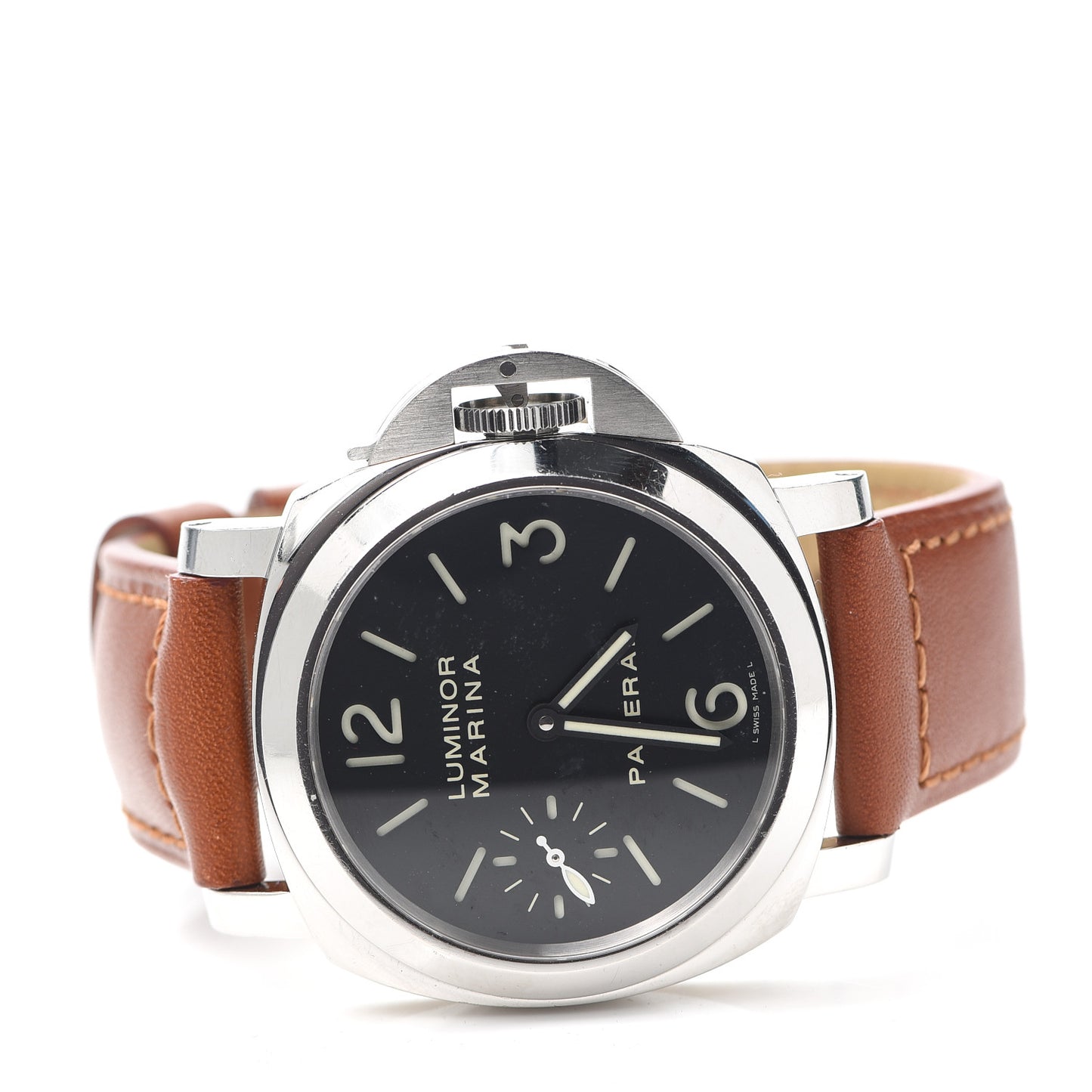 Stainless Steel Calfskin 44mm Luminor Marina Manual Winding Watch Black PAM00111
