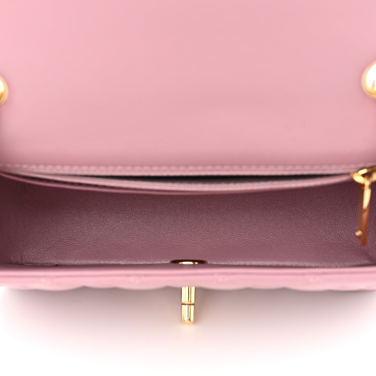 Lambskin Quilted Mini Rectangular Flap Light Purple