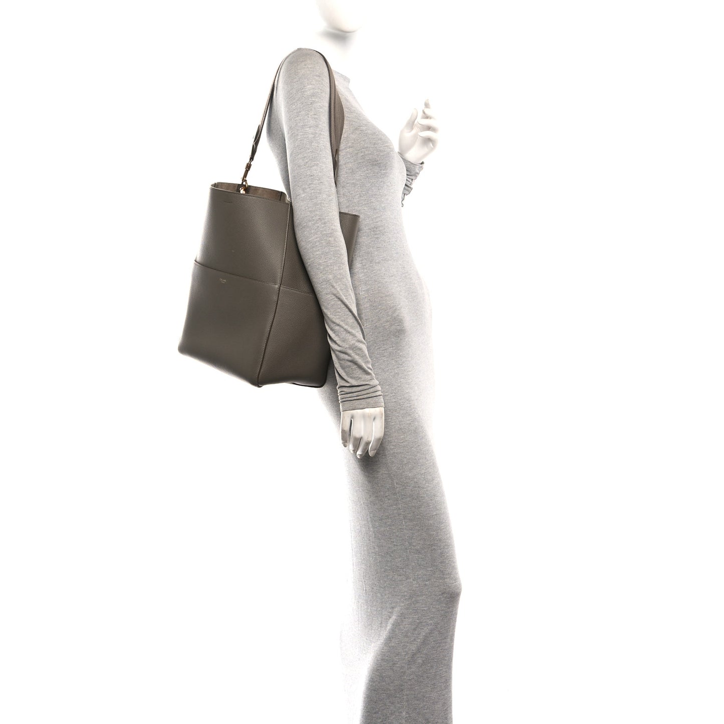 Soft Grained Calfskin Sangle Bucket Bag Taupe
