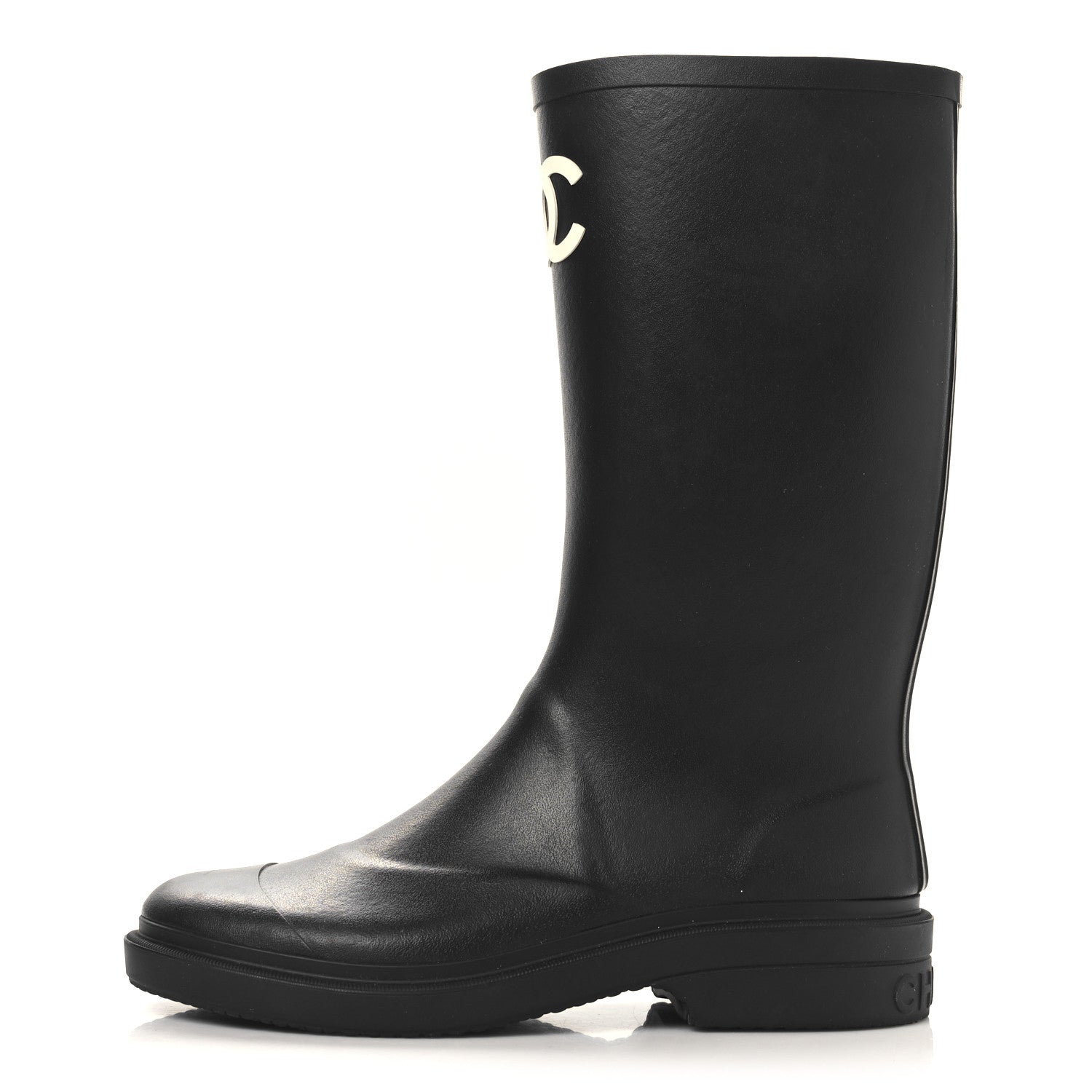 Chanel Caoutchouk CC High Boots 40 Black 1 of 7