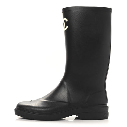 Chanel Caoutchouk CC High Boots 40 Black 1 of 7
