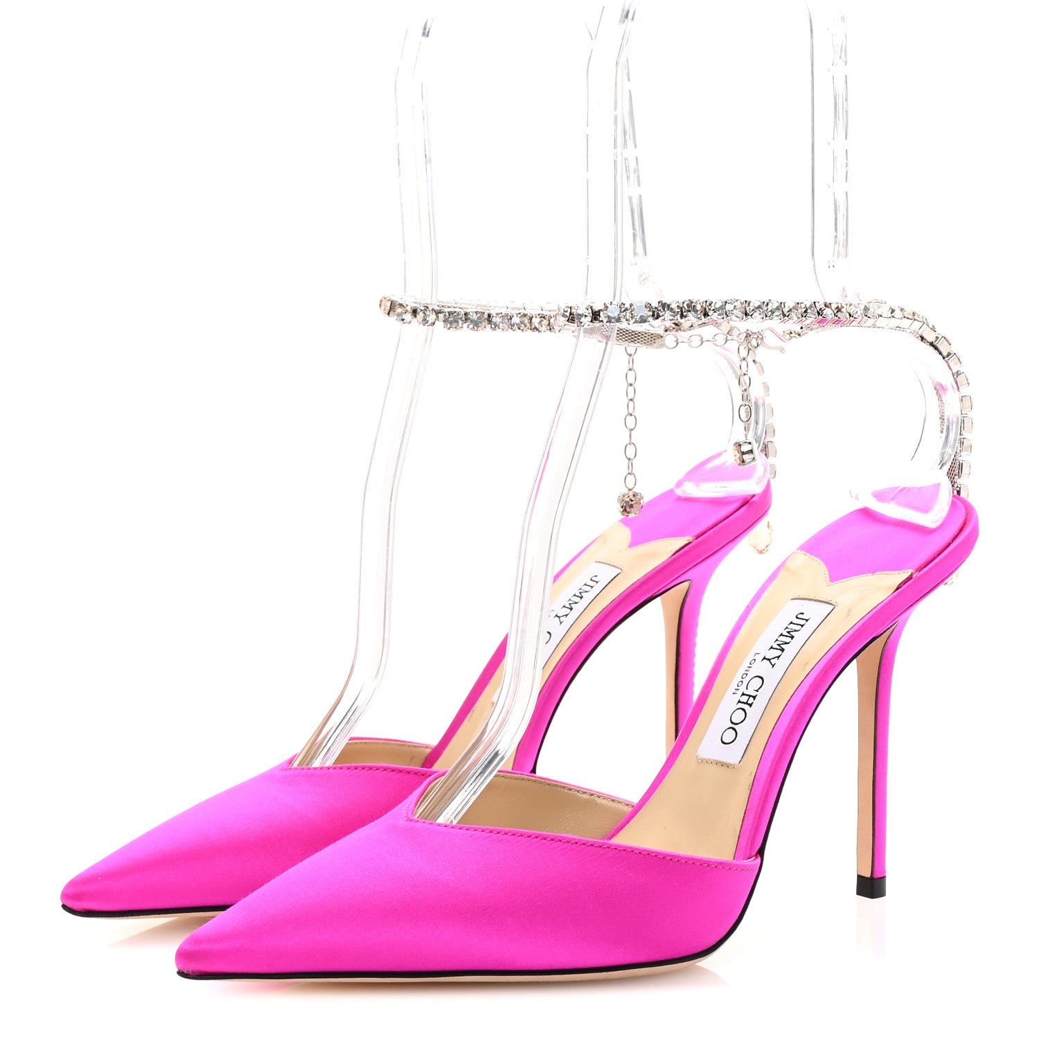 Jimmy Choo Satin Crystal Saeda 100 Pumps 40 Fuchsia 3 of 9