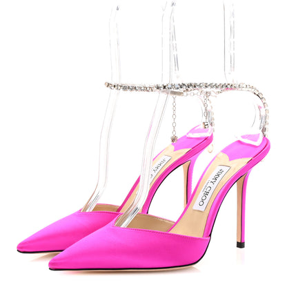 Jimmy Choo Satin Crystal Saeda 100 Pumps 40 Fuchsia 3 of 9