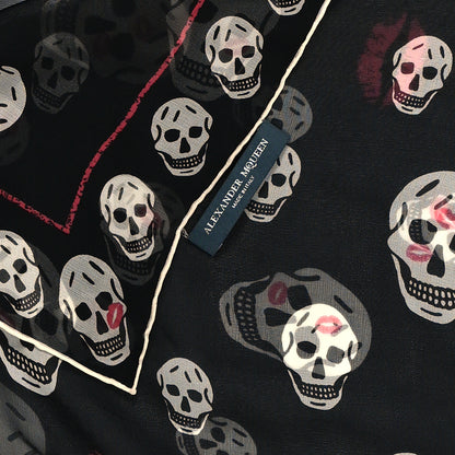 Alexander McQueen Silk Chiffon Lips Skull Scarf Black Ivory 3 of 3