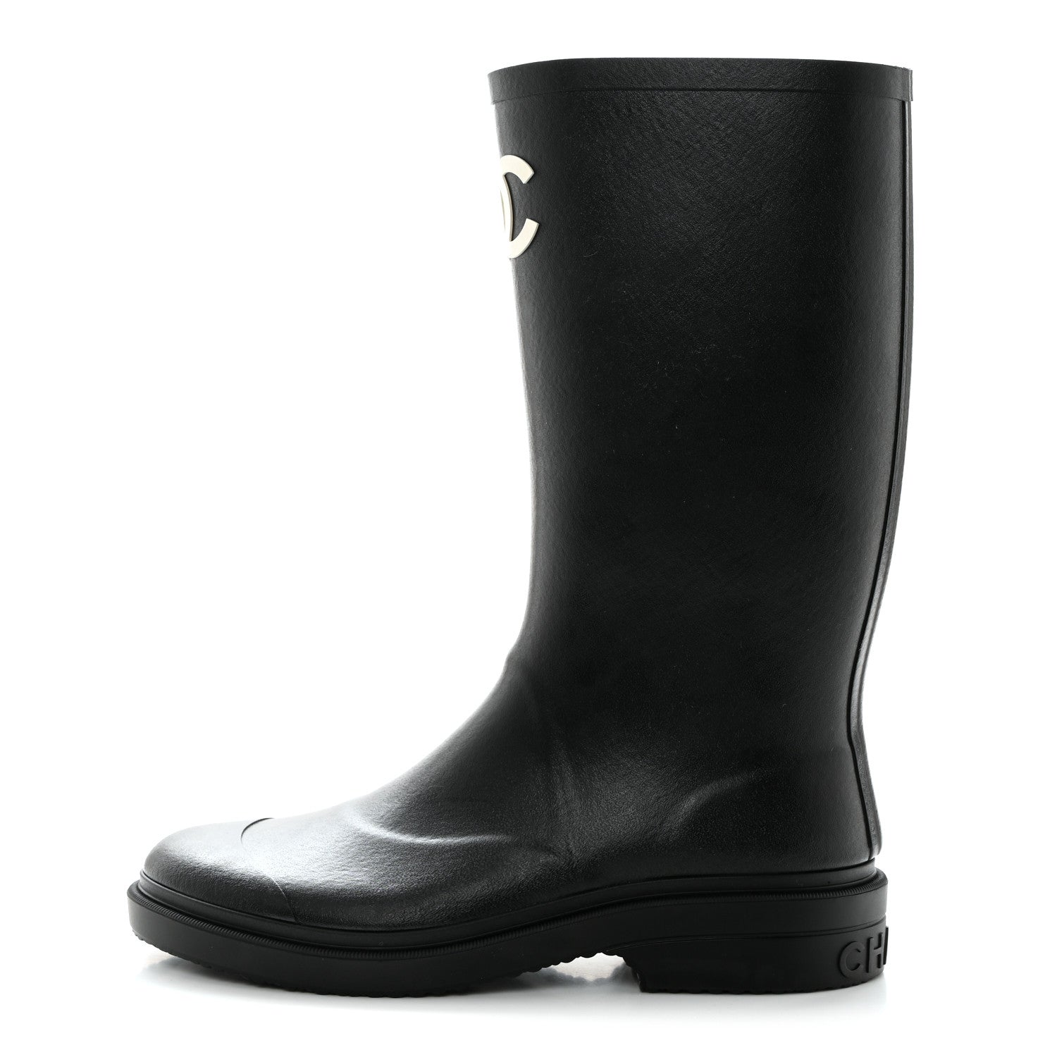 Chanel Caoutchouk CC High Boots 40 Black 1 of 9