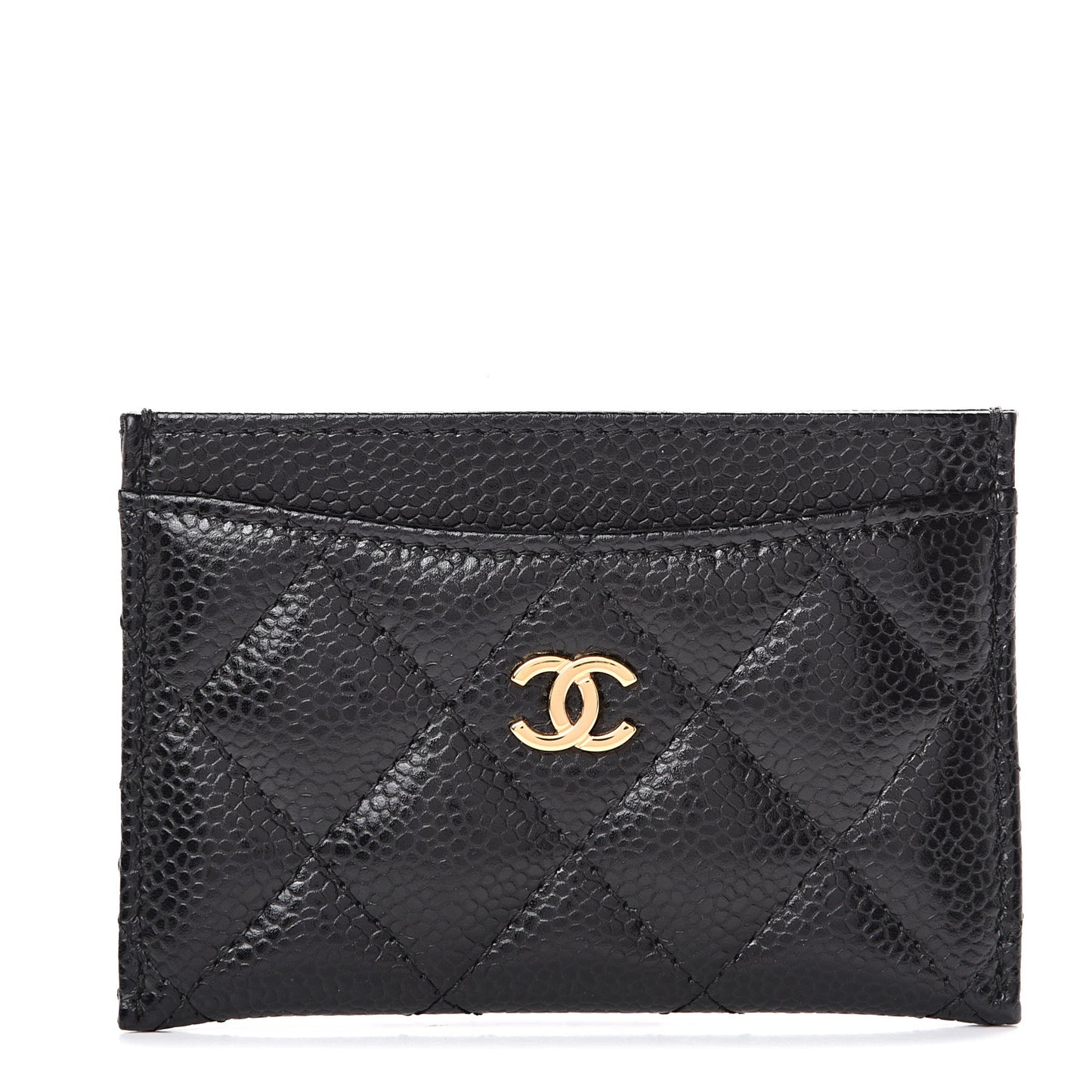Caviar Quilted Card Holder Black