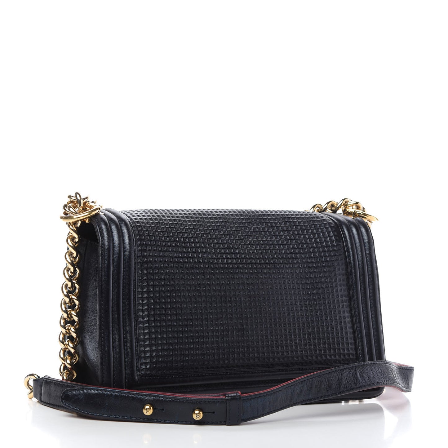 Lambskin Embossed Medium Boy Cube Flap Navy
