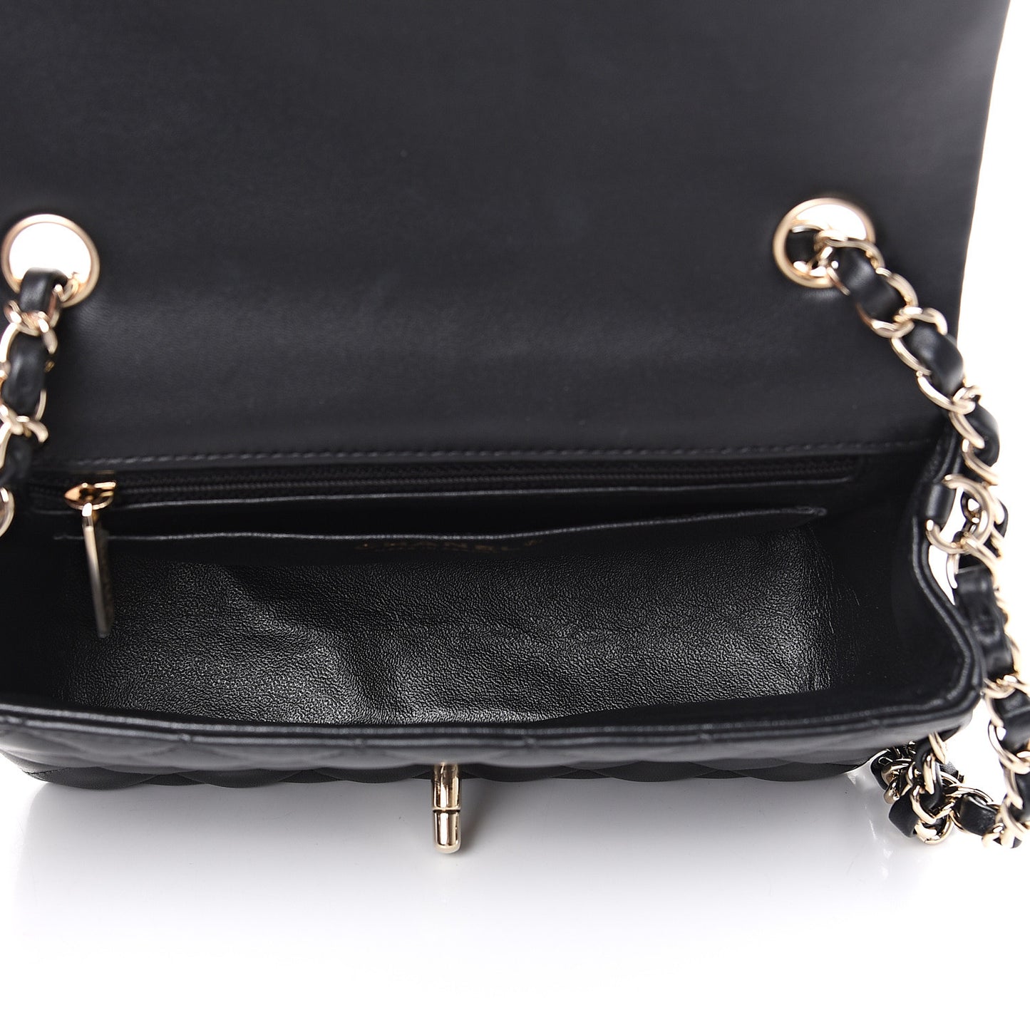 Lambskin Quilted Mini Rectangular Flap Black
