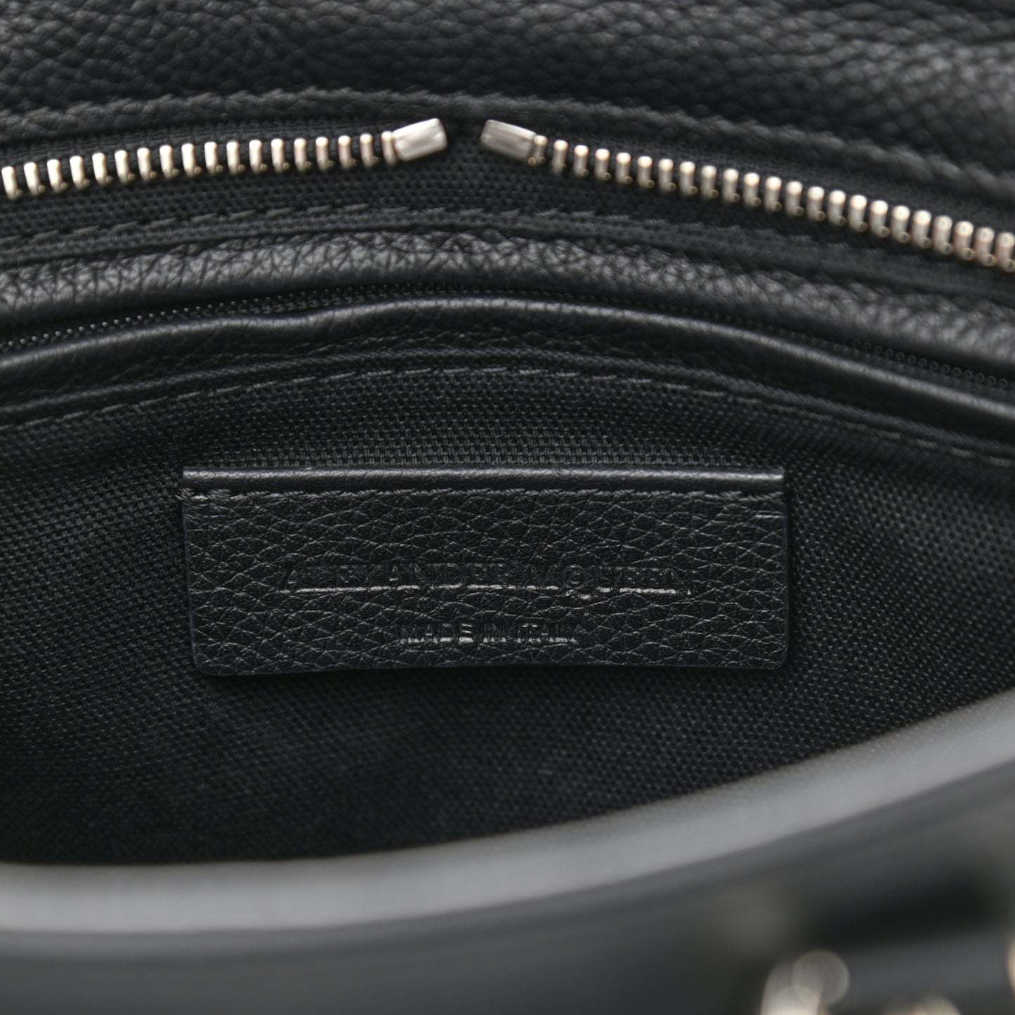 Pebbled Calfskin Mini Skull Padlock Zip Around Tote Black