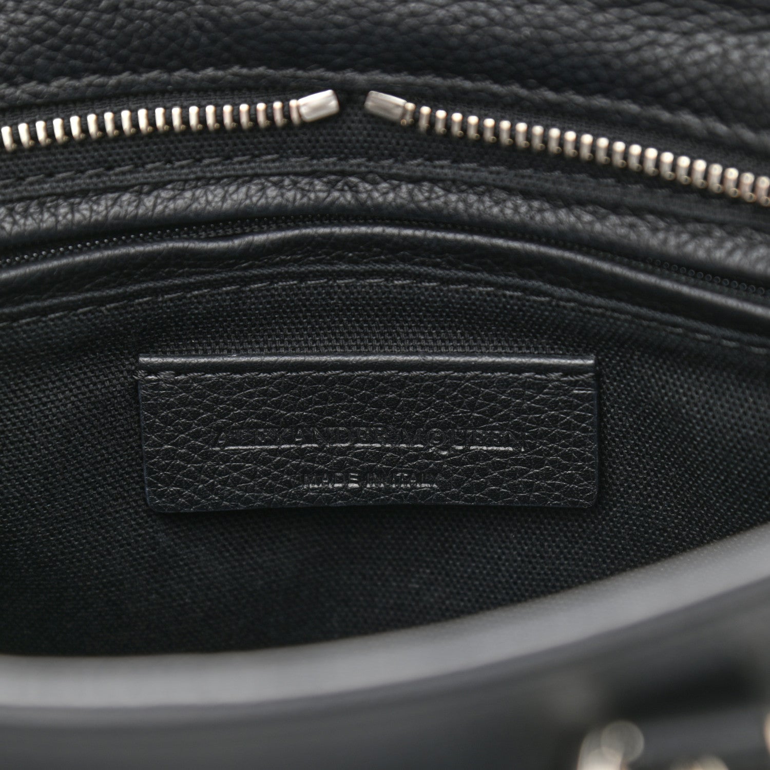 Alexander McQueen Pebbled Calfskin Mini Skull Padlock Zip Around Tote Black 5 of 10