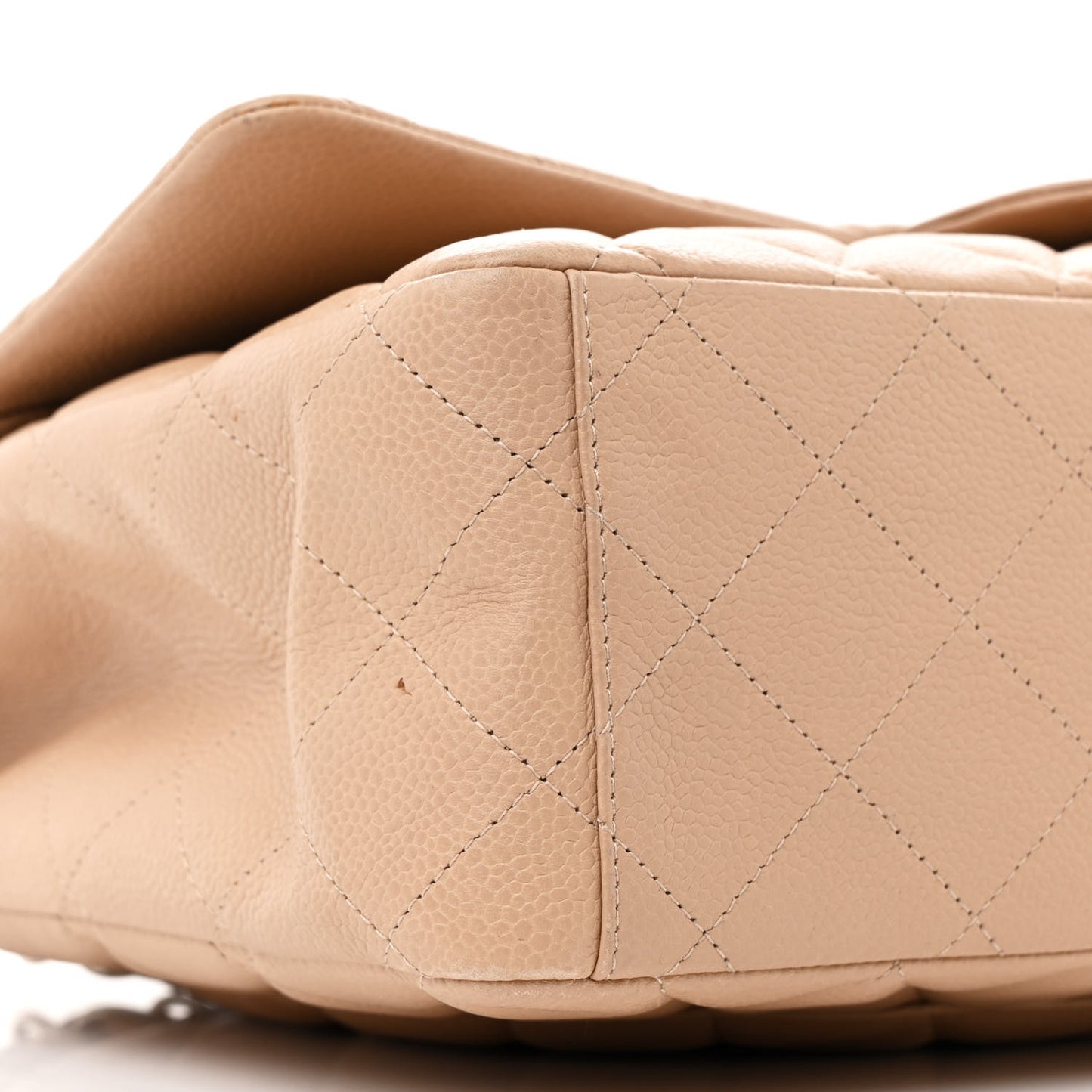 Caviar Quilted Maxi Double Flap Beige