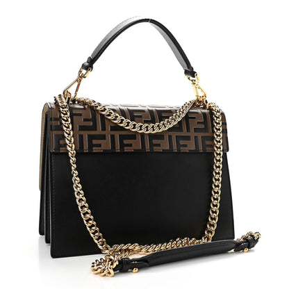 Fendi Vitello Liberty Bi-Color FF 1974 Embossed Chain Strap Kan U Shoulder Bag Black Maya 3 of 11