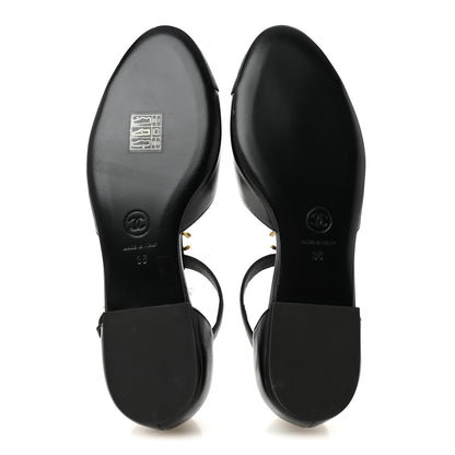 Chanel Lambskin Grosgrain Cap Toe Pearl CC Mary Jane Flats 36 Black 6 of 10