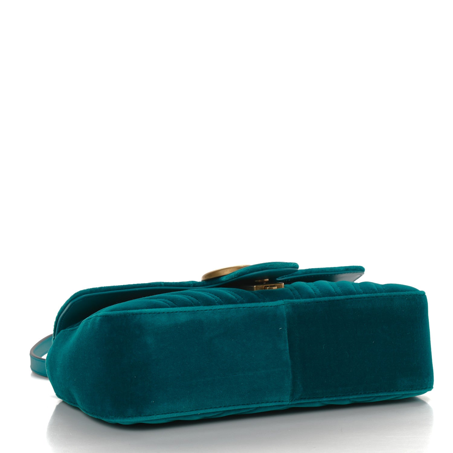 Gucci Velvet Matelasse Small GG Marmont Shoulder Bag Pavone Cyan 4 of 11