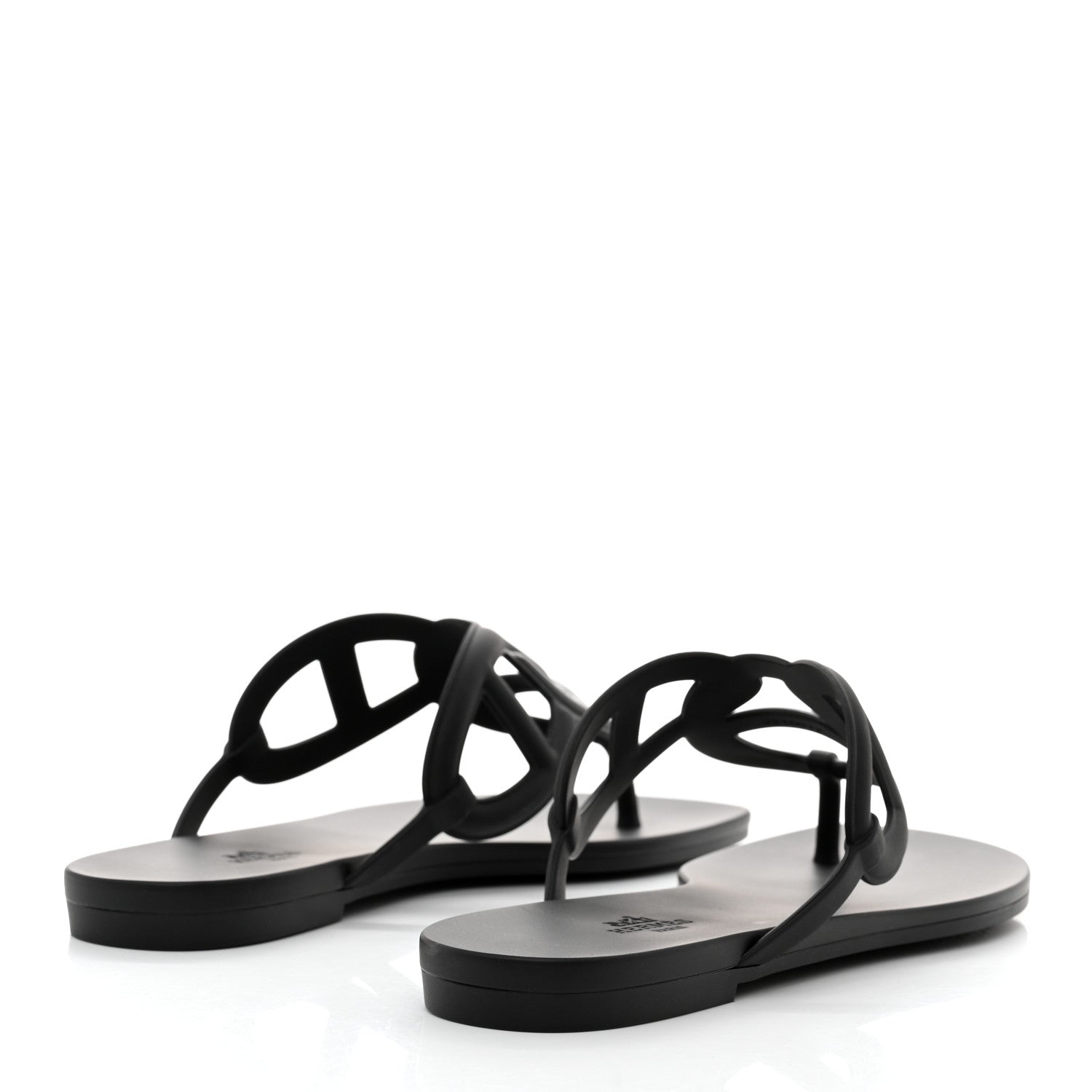 Hermes Rubber Womens Egerie Sandals 40 Black 4 of 9