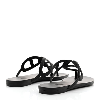 Hermes Rubber Womens Egerie Sandals 40 Black 4 of 9