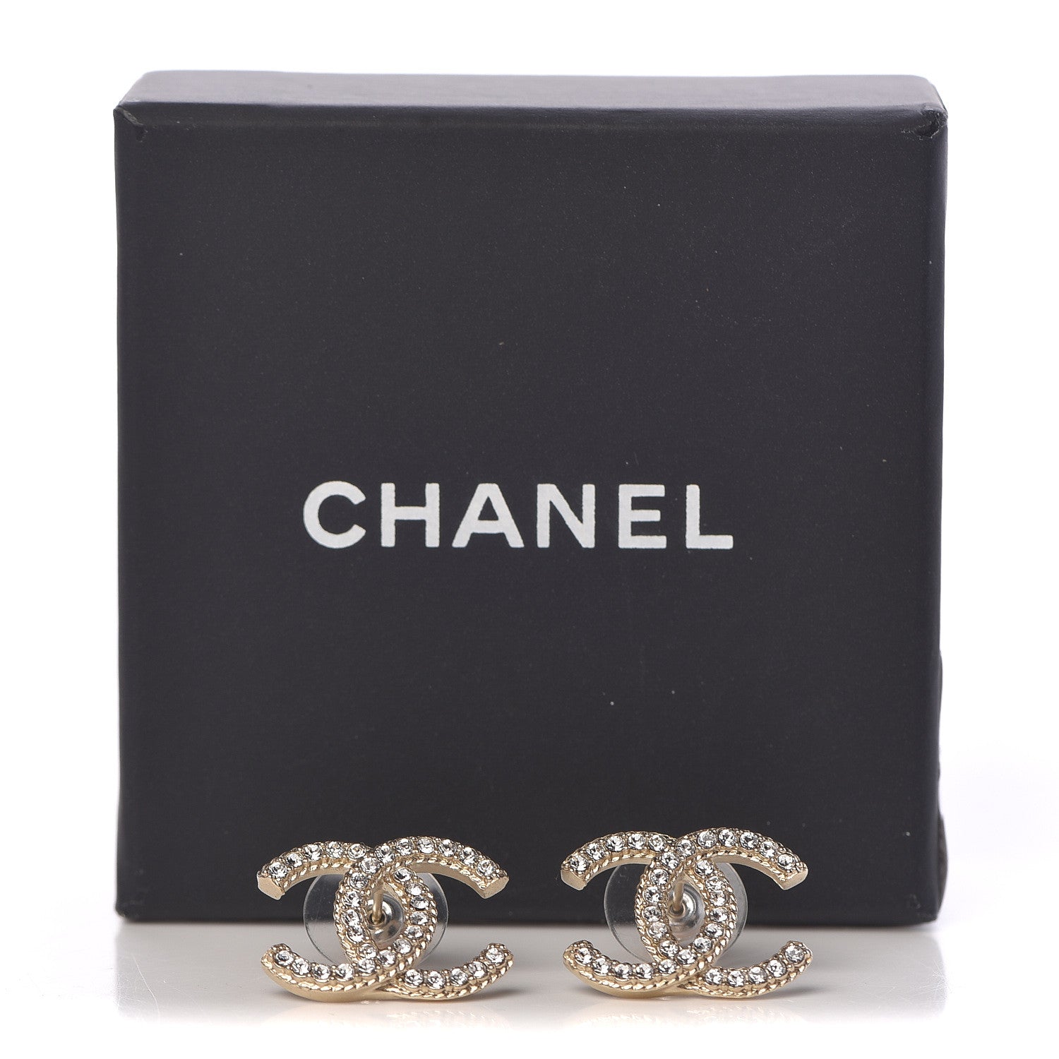 Chanel Crystal CC Earrings Gold 5 of 5