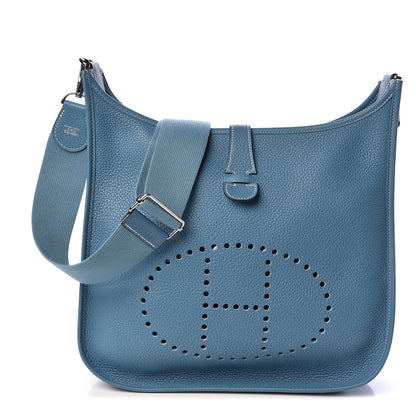 Hermes Taurillon Clemence Evelyne III GM Blue Jean 1 of 10