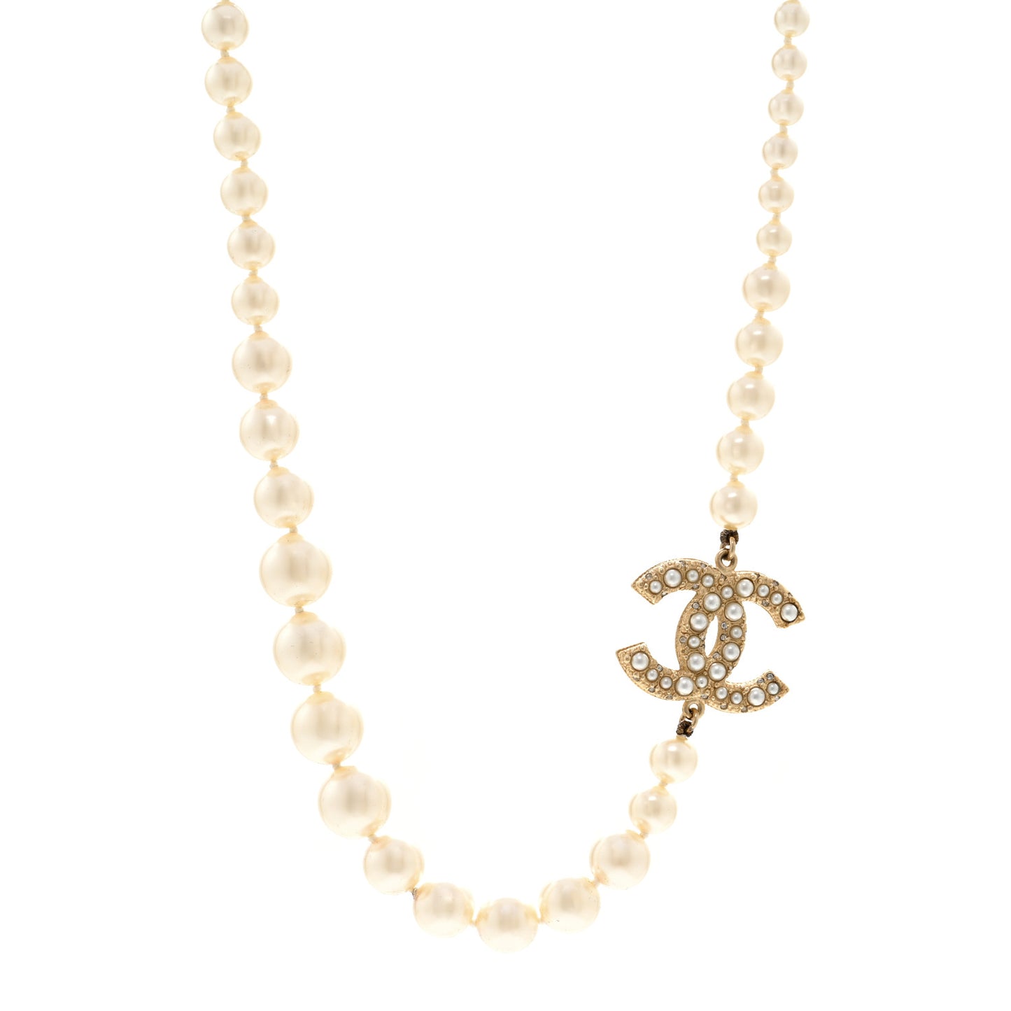 Pearl CC 100th Anniversary Necklace Light Gold