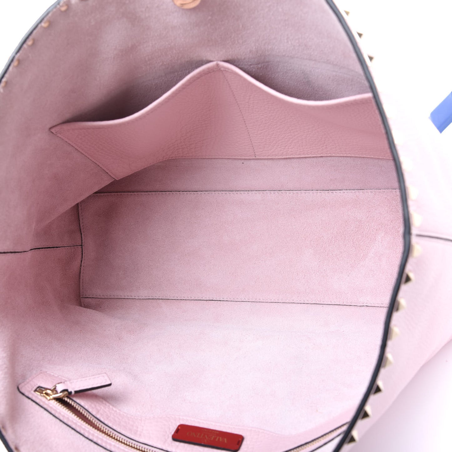 Grained Calfskin Rockstud Shoulder Tote Rose Quartz