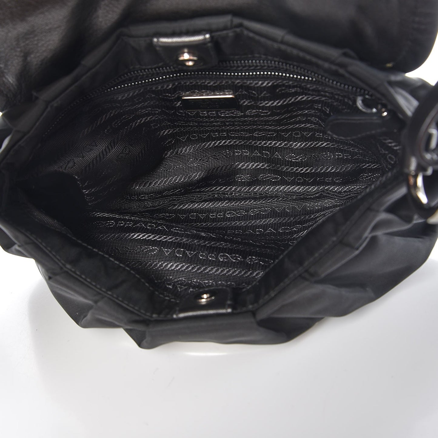 Tessuto Nylon Vitello Croc Antic Jeweled Shoulder Bag Black