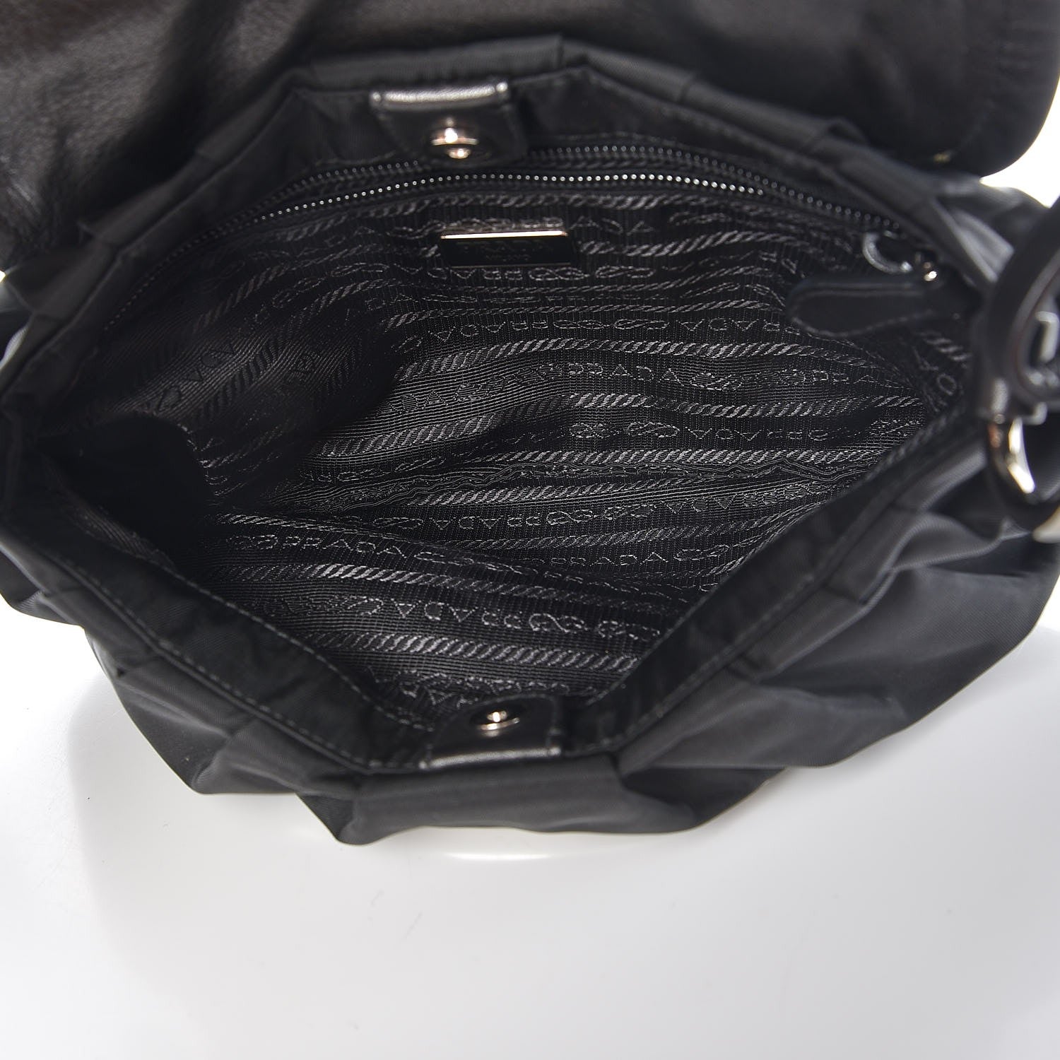 Prada Tessuto Nylon Vitello Croc Antic Jeweled Shoulder Bag Black 5 of 8