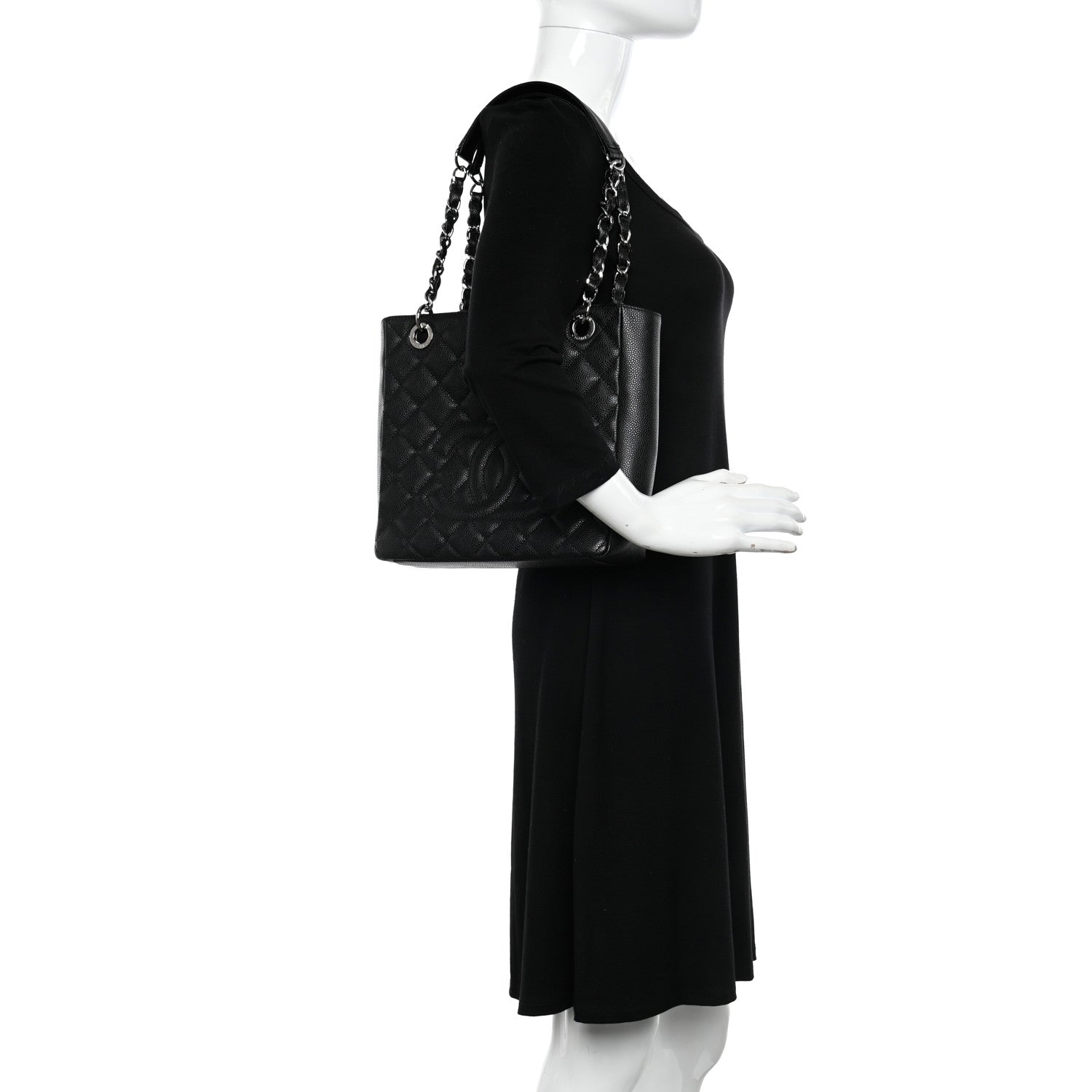Chanel Caviar Quilted Petit Shopping Tote PST Black 2 of 10