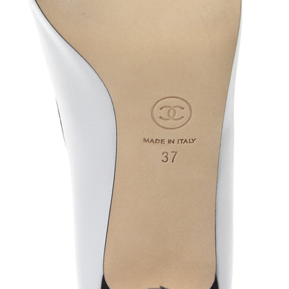 Chanel Lambskin Grosgrain Cap Toe CC Pumps 37 White Black 8 of 10